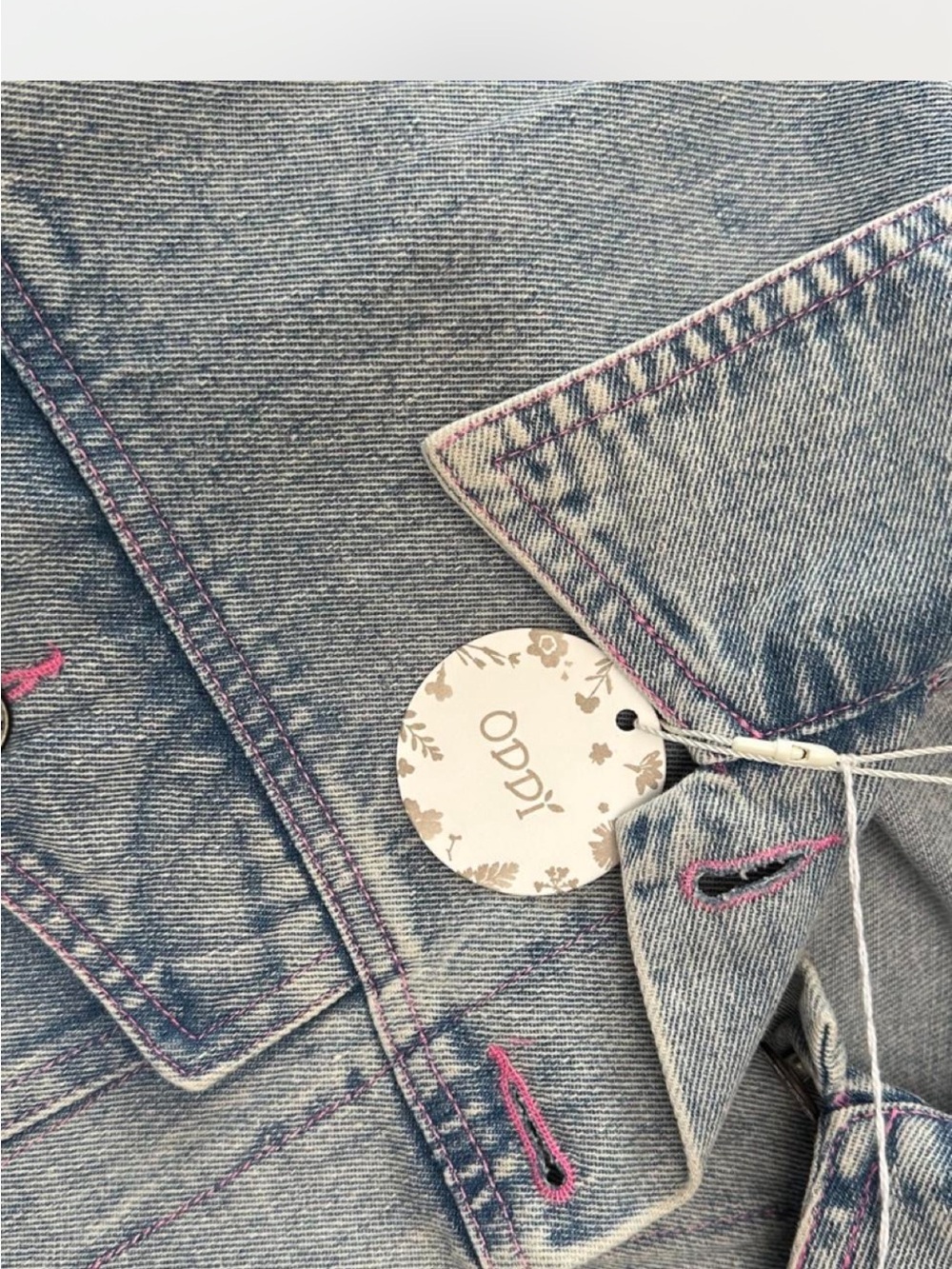 BNWT Boutique custom upcycled denim jacket pink heart empowerment patch Medium - Picture 6 of 8